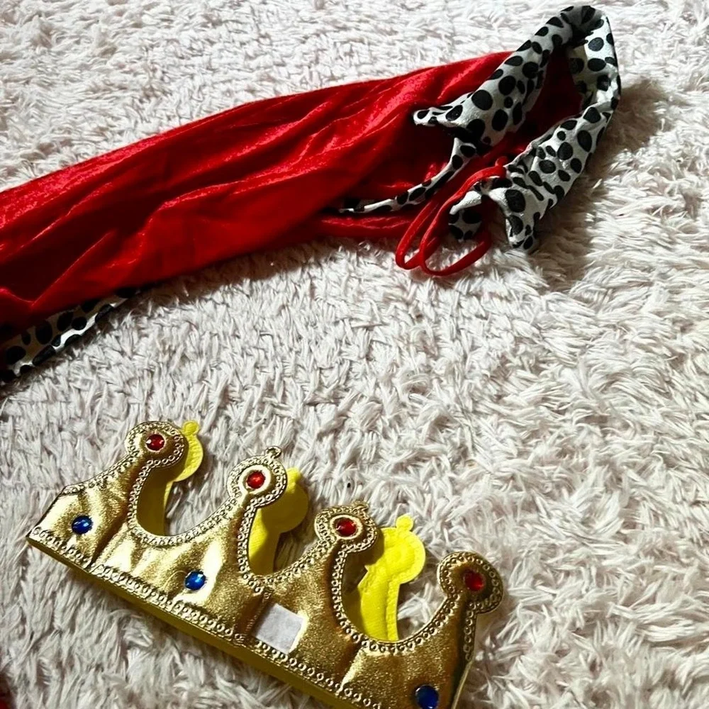 King Royalty Velvet Cape Crown Costume Cosplay Mens OS Halloween Dress Up Weird